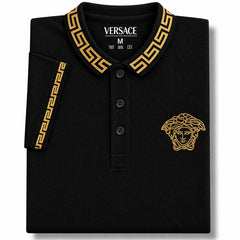 Black Color Versace Polo T-Shirt!