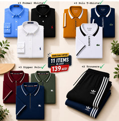 Wholesale Offer! 11 Branded Items! 3 Formal Shirts +3 Lacoste Polo +3 Burberry Zipper Polo +2 Adidas Trousers!