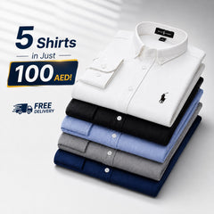 Pack of 5 Ralph Lauren Formal Shirts!!! Black, White, Skyblue, Navy Blue & Grey