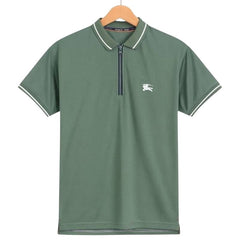 Olive Green Burberry Textured Dri-Fit Polo!