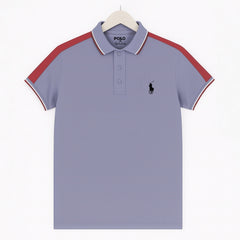 Grey Color Panel Polo T-Shirt!!