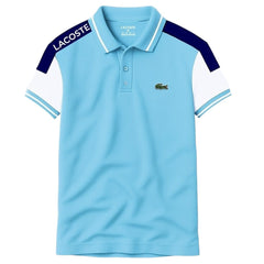 Sky Blue Lacoste Panel Polo T-Shirt!!