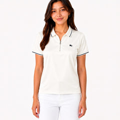 White Selena Gomez Burberry Zipper Polo!