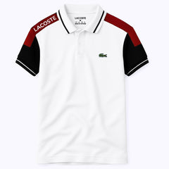 White Lacoste Panel Polo T-Shirt!!