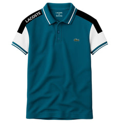 Zinc Blue Lacoste Panel Polo T-Shirt!!
