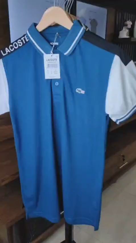 Sky Blue Lacoste Panel Polo T-Shirt!!